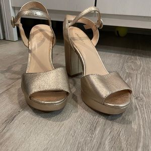 Chunky Strappy Gold Heels